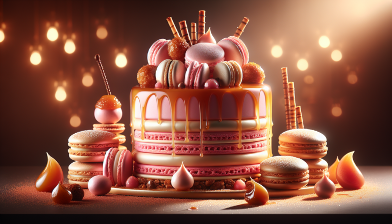 Délicieux gâteau en I - Macaron Ispahan, Île flottante.