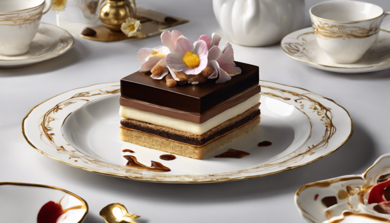 explorez le célèbre opéra de pierre hermé, un dessert exquis qui allie harmonieusement saveurs de café, chocolat et amande. laissez-vous séduire par cette œuvre pâtissière qui ravira vos papilles et éveille vos sens.