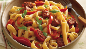 découvrez notre délicieuse recette de pâtes au chorizo et poivron, un plat savoureux et réconfortant qui allie la chaleur des épices à la douceur des légumes. idéal pour un repas rapide en famille ou entre amis!