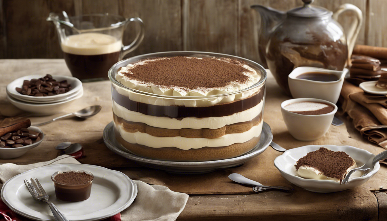 découvrez notre délicieuse recette de tiramisu à la gélatine, inspirée des saveurs authentiques de la ferme. un dessert léger et onctueux, parfait pour impressionner vos convives lors de vos repas. suivez nos étapes simples pour préparer ce classique réinventé avec une touche rustique.