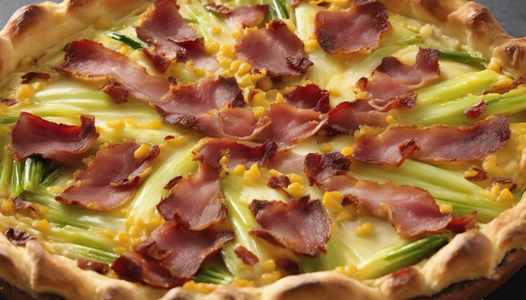 découvrez notre délicieuse recette de tarte poireaux, lardons et moutarde. un plat savoureux et réconfortant, parfait pour un repas en famille ou entre amis. facile à préparer, cette tarte allie le croquant des poireaux et la richesse des lardons, le tout rehaussé d'une touche de moutarde. régalez vos convives avec ce mets gourmand qui saura séduire les papilles de tous!
