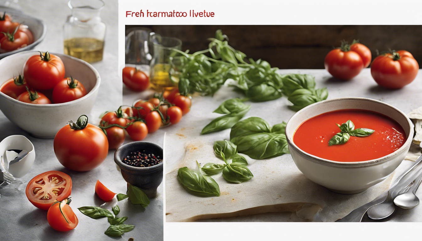 découvrez notre velouté de tomates fraîches, un délice estival qui ravira vos papilles. savourez ce plat léger et parfumé, élaboré avec des ingrédients de saison pour une expérience gustative rafraîchissante. parfait pour les journées ensoleillées, cette recette est à la fois simple et pleine de saveurs.