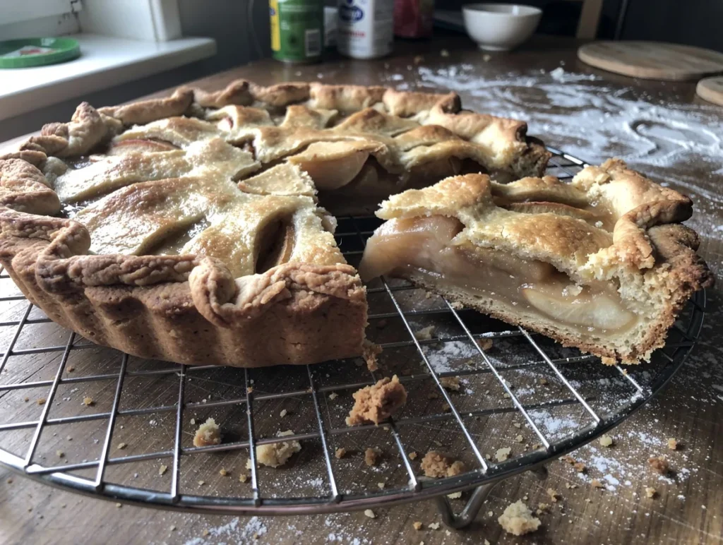 Tarte aux pommes rustique aux bords repliés sur une grille